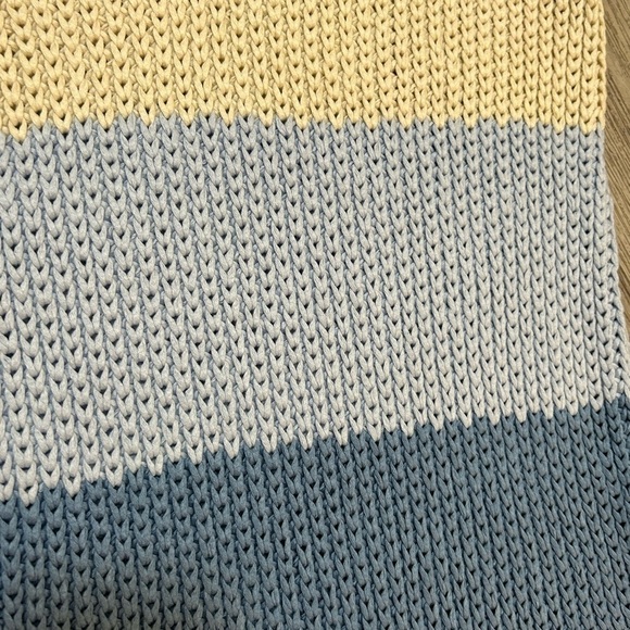 Zara Knit Blue and Cream Striped Sundress with Tie Spaghetti Straps - Picture 7 of 9